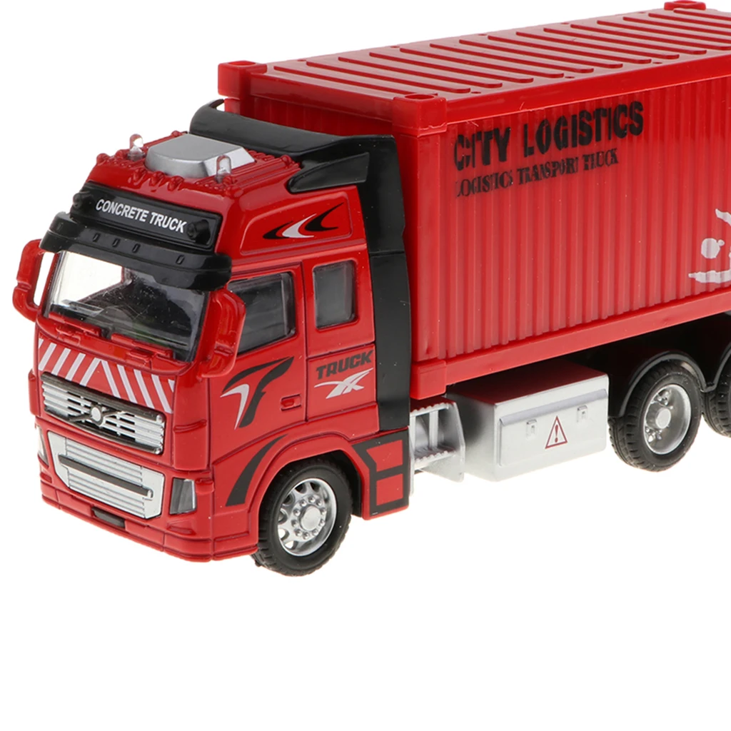 1:18 Scale Diecast Container Truck Construction Vehicle Car Model Kids Toy - Red 1:18 Scale Diecast Container Truck Construction Vehicle Car Model Kids Toy - Red