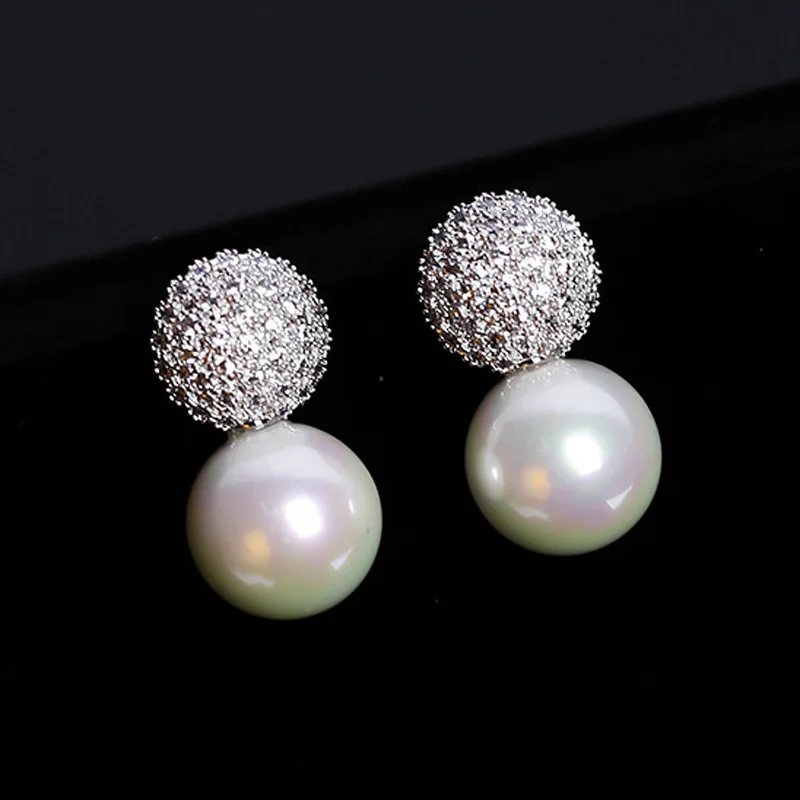 Luxury S925 Sterling Silver Shiny Cubic Zircon Stud Earrings Simulated Pearl Earring For Women Engagement Wedding Dress Jewelry
Luxury S925 Sterling Silver Shiny Cubic Zircon Stud Earrings Simulated Pearl Earring For Women Engagement Wedding Dress Jewelry