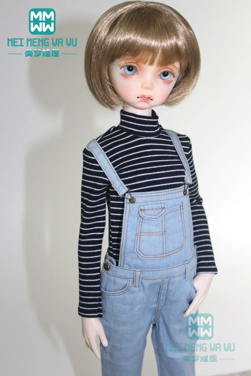BJD dolls clothes for 43cm 1/4 BJD accessories fashion Stretch striped T-shirt, strap pants
BJD dolls clothes for 43cm 1/4 BJD accessories fashion Stretch striped T-shirt, strap pants