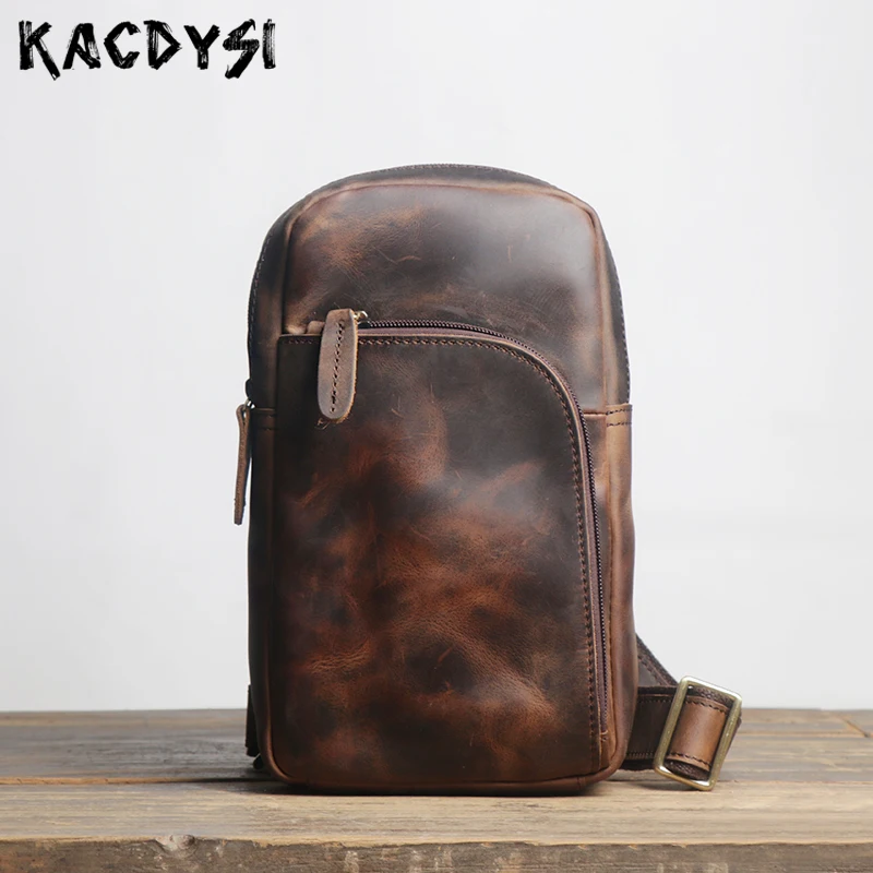 Handmade Crazy Horse Leather Soft Men's Chest Pack Retro Classic Bosom Bags Genuine Cow Leather Casual Man Messenger Bag Daypack
Handmade Crazy Horse Leather Soft Men's Chest Pack Retro Classic Bosom Bags Genuine Cow Leather Casual Man Messenger Bag Daypack