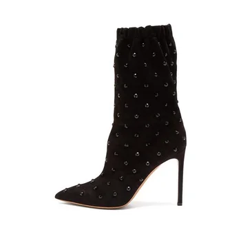 Sexy Black Suede Thigh High Stiletto Boot Pointed Toe Bling Bling Glitter Decor Thin Heels Winter Boots for Women Ladies Boot
Sexy Black Suede Thigh High Stiletto Boot Pointed Toe Bling Bling Glitter Decor Thin Heels Winter Boots for Women Ladies Boot