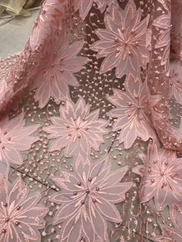 embroidery French lace African mesh tulle lace fabric with beads high quality 5 yards/PC
embroidery French lace African mesh tulle lace fabric with beads high quality 5 yards/PC