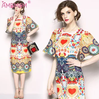 2018 New Fashoin Runway Summer Dress Women's Short Sleeve Button Peony Floral Printed Elegant Midi Calf Dress AMBMCM
2018 New Fashoin Runway Summer Dress Women's Short Sleeve Button Peony Floral Printed Elegant Midi Calf Dress AMBMCM