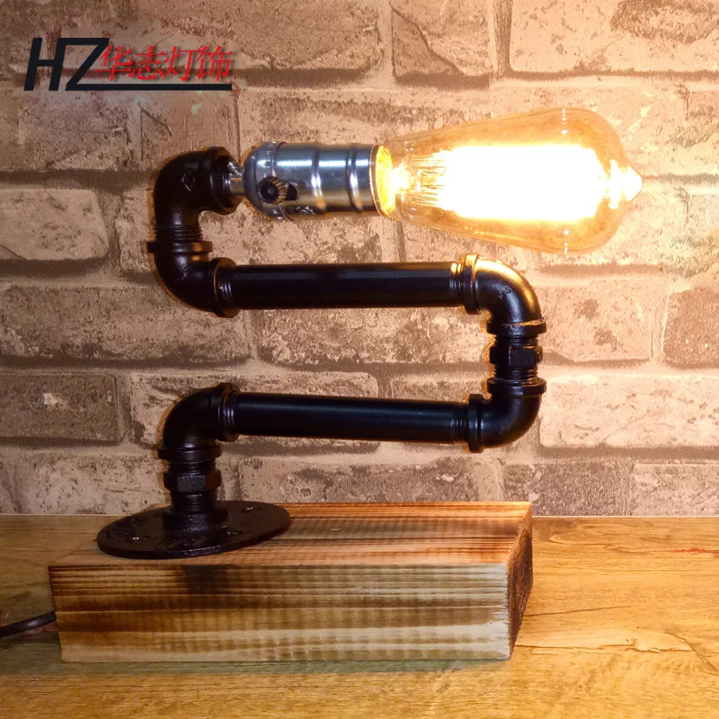 Vintage Industrial Style Loft Distressed Iron Black Painted Water Pipe Table Lamp with E27 Edison Bulb Retractable for Cafe Bar
Vintage Industrial Style Loft Distressed Iron Black Painted Water Pipe Table Lamp with E27 Edison Bulb Retractable for Cafe Bar
