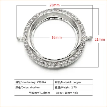 21mm Handmade Brass Cubic Zirconia Round Circle Connectors DIY Jewelry Findings Accessorie, Hole: 16mm, Model: VS267
21mm Handmade Brass Cubic Zirconia Round Circle Connectors DIY Jewelry Findings Accessorie, Hole: 16mm, Model: VS267