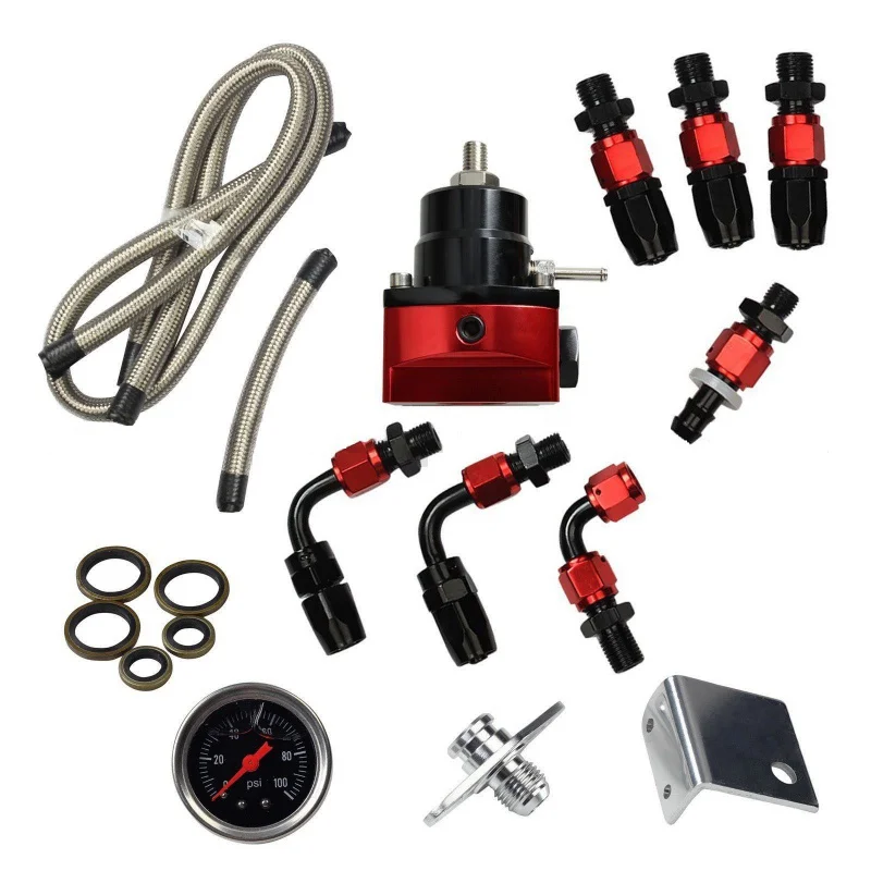 Universal Adjustable Fitting Fuel Pressure Regulator Black Red With kPa AN6 Oil Gauge Kit
Universal Adjustable Fitting Fuel Pressure Regulator Black Red With kPa AN6 Oil Gauge Kit