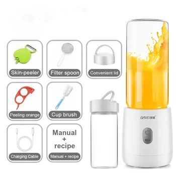 Mini Portable USB Rechargeable Juicer Blender with 6 Blades 400ml White Personal Blender for Traveling Spots Home Office and Out
Mini Portable USB Rechargeable Juicer Blender with 6 Blades 400ml White Personal Blender for Traveling Spots Home Office and Out