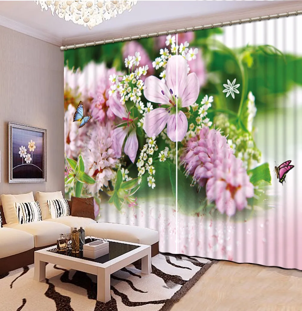 

customize white curtains for living room Photo Flower rattan butterfly 3d stereoscopic pattern blackout curtains