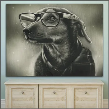 Printing Dogs Painting Art Black and white Glasses Art Picture Home Decor Living Room Modern Canvas Print Paintings no frames
Printing Dogs Painting Art Black and white Glasses Art Picture Home Decor Living Room Modern Canvas Print Paintings no frames