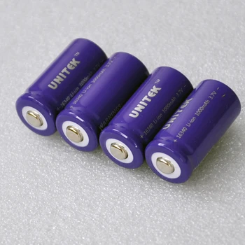 

4-10pcs/lot UNITEK 16340 3.7v ICR li-ion battery 1000mah rechargeable lithium ion cell CR123A CR 123 for laser flashlight torch