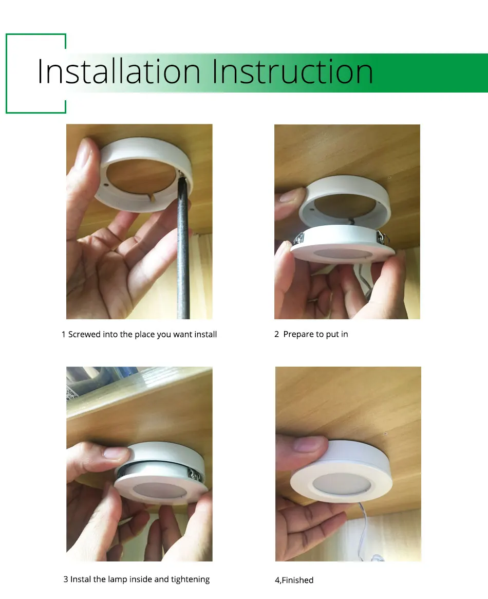 Under Cabinet Lights Closet Lamp 12VDC 3W LED Cupboard Light Aluminum Round Shape Lamps For Kitchen Counter Lighting Bookshelf (11)