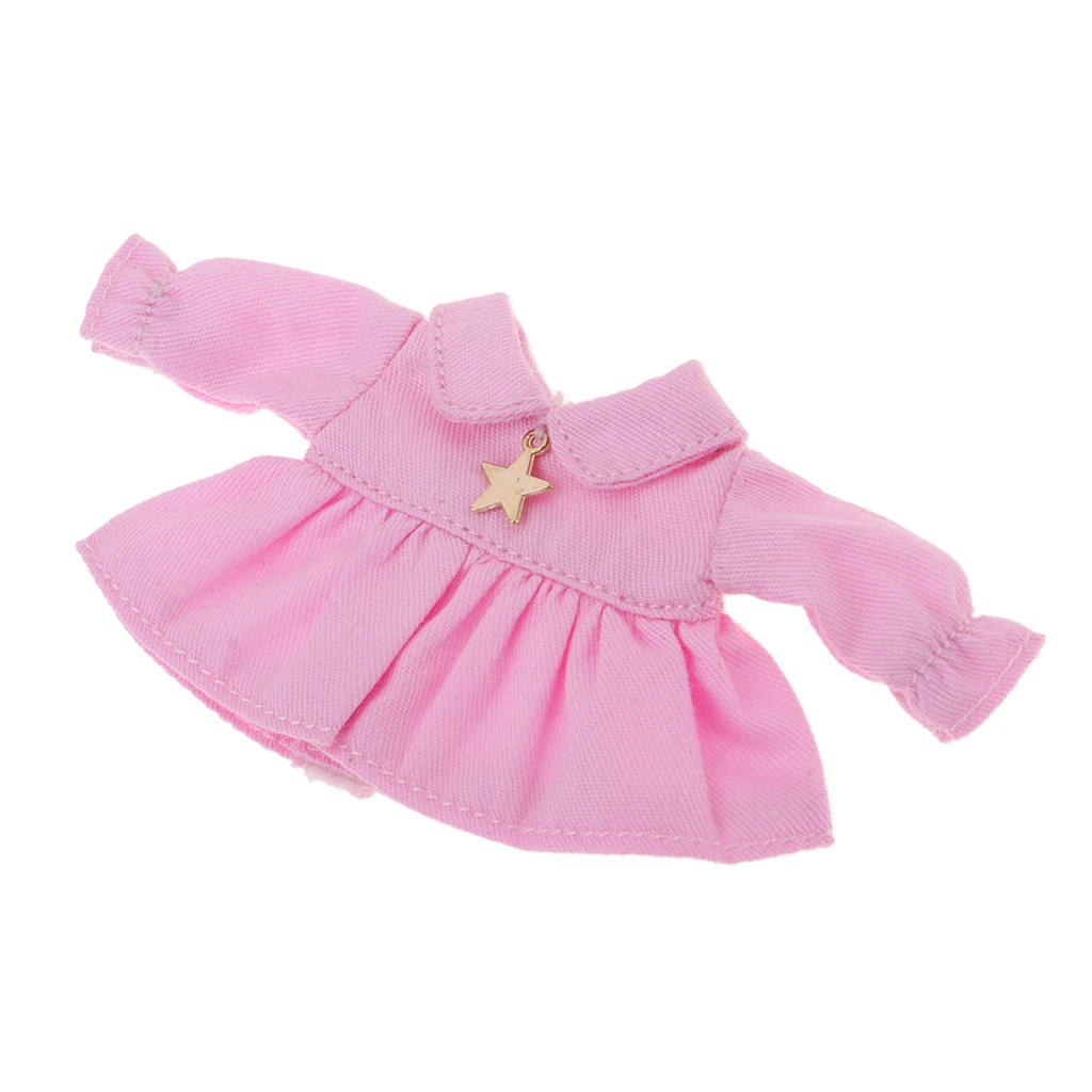 MagiDeal Lovely Dolls Long Sleeve Shirt Dress for OB11 Doll 1/12 BJD Mini Dolls Dress up Accessory