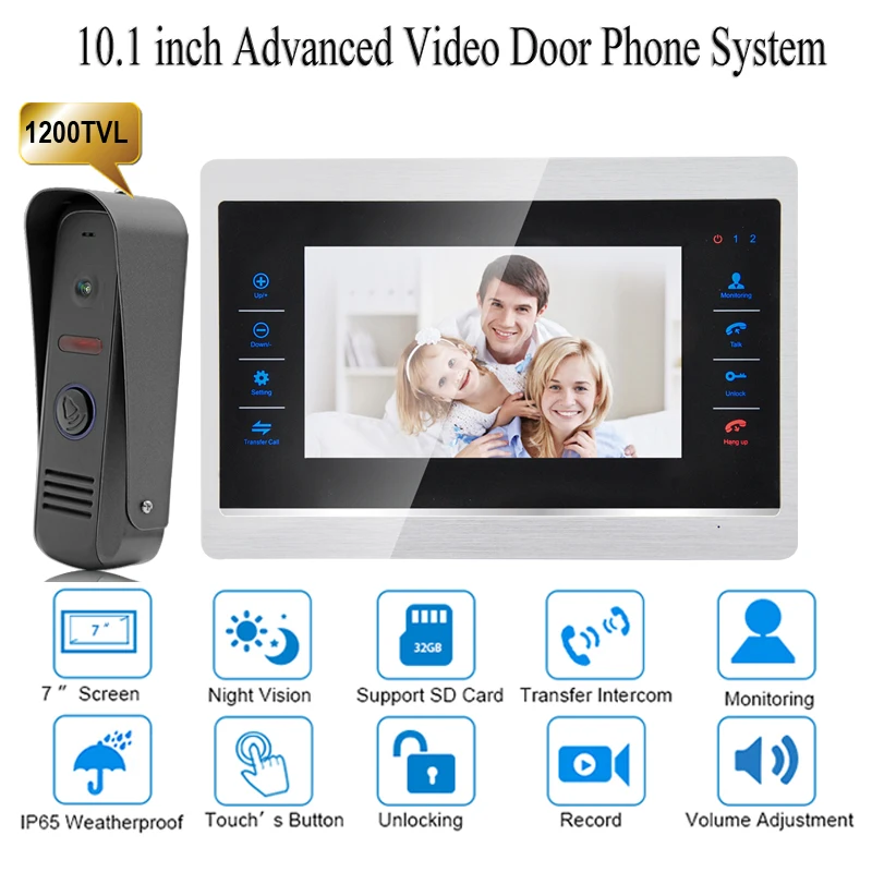 10" inch wired Door Phone home Intercom Video doorbell monitor Intercom With 1 Camera 1200TVL High Resolution
10" inch wired Door Phone home Intercom Video doorbell monitor Intercom With 1 Camera 1200TVL High Resolution