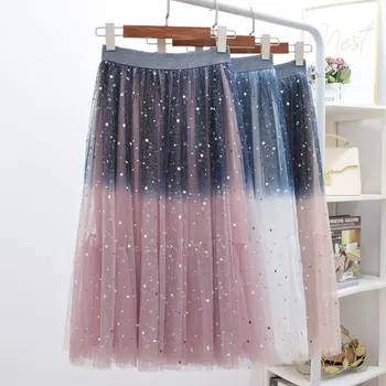 Summer Gradient Tulle Skirts Stars Sequined A-line Pleated Skirts Pink Blue Gradual Color Starry Sequins Mesh Maxi Long Skirts
Summer Gradient Tulle Skirts Stars Sequined A-line Pleated Skirts Pink Blue Gradual Color Starry Sequins Mesh Maxi Long Skirts