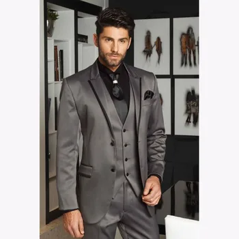 2017 Smoking Grey Satin Men wedding Suit Slim Fit 3 Pieces gray Groom Tuxedo mens Suits vestido de festa Blazer Terno Masculino
2017 Smoking Grey Satin Men wedding Suit Slim Fit 3 Pieces gray Groom Tuxedo mens Suits vestido de festa Blazer Terno Masculino