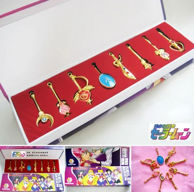 8pcs/set Retail Sailor Moon Keychain Guardian Tsukino Usagi Necklace Keychain With Gift Box
8pcs/set Retail Sailor Moon Keychain Guardian Tsukino Usagi Necklace Keychain With Gift Box
