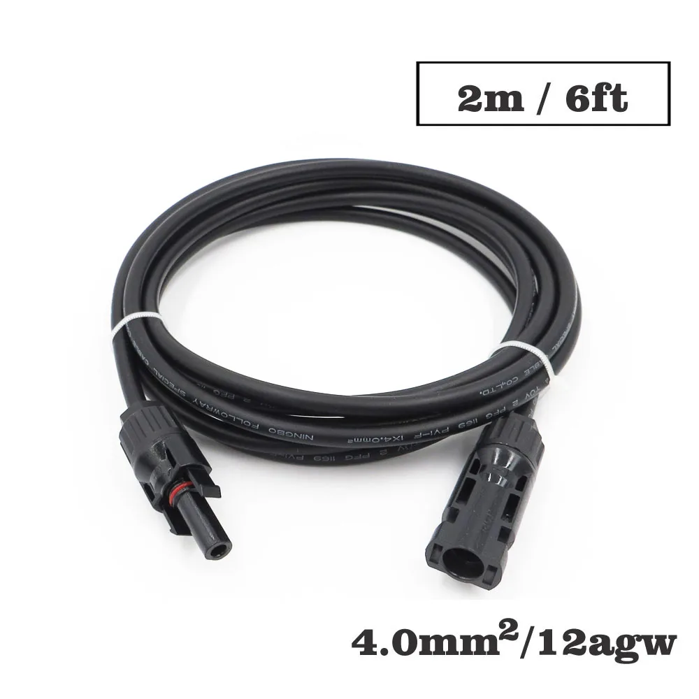 1PC X 4mm2 12AWG 6FT 2m MC4 Connector Extension Connect branch black parallel Series 2 meter extend cable
1PC X 4mm2 12AWG 6FT 2m MC4 Connector Extension Connect branch black parallel Series 2 meter extend cable