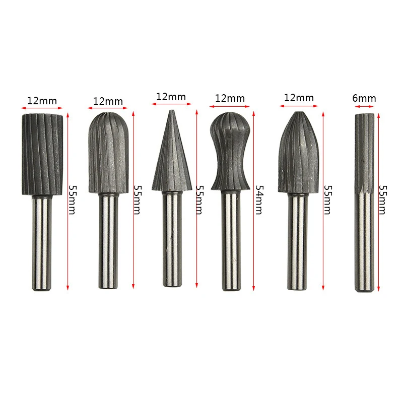 6pcs File Rasp Set 1/4" 6mm Wood Carving Rotary Tools Milling Cutter Hss Metal Plastic Grinding Rotary Engraving Bit Cutter Burr
6pcs File Rasp Set 1/4" 6mm Wood Carving Rotary Tools Milling Cutter Hss Metal Plastic Grinding Rotary Engraving Bit Cutter Burr