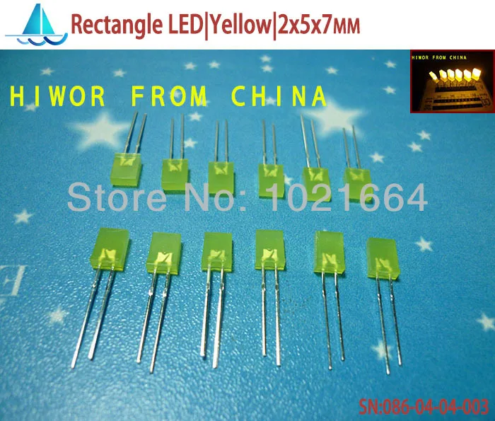 1000PCS 2x5x7mm 2*5*7MM Rectangle LED Yellow Colour Yellow Light Emitting Diode