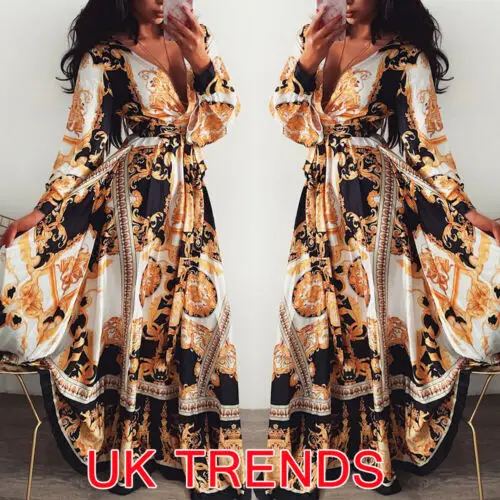 2019 Sexy Maxi Dress Women Long Sleeve V Neck Floral Boho Vintage Maxi Dress Evening Party Clubwear Beach Dress
2019 Sexy Maxi Dress Women Long Sleeve V Neck Floral Boho Vintage Maxi Dress Evening Party Clubwear Beach Dress