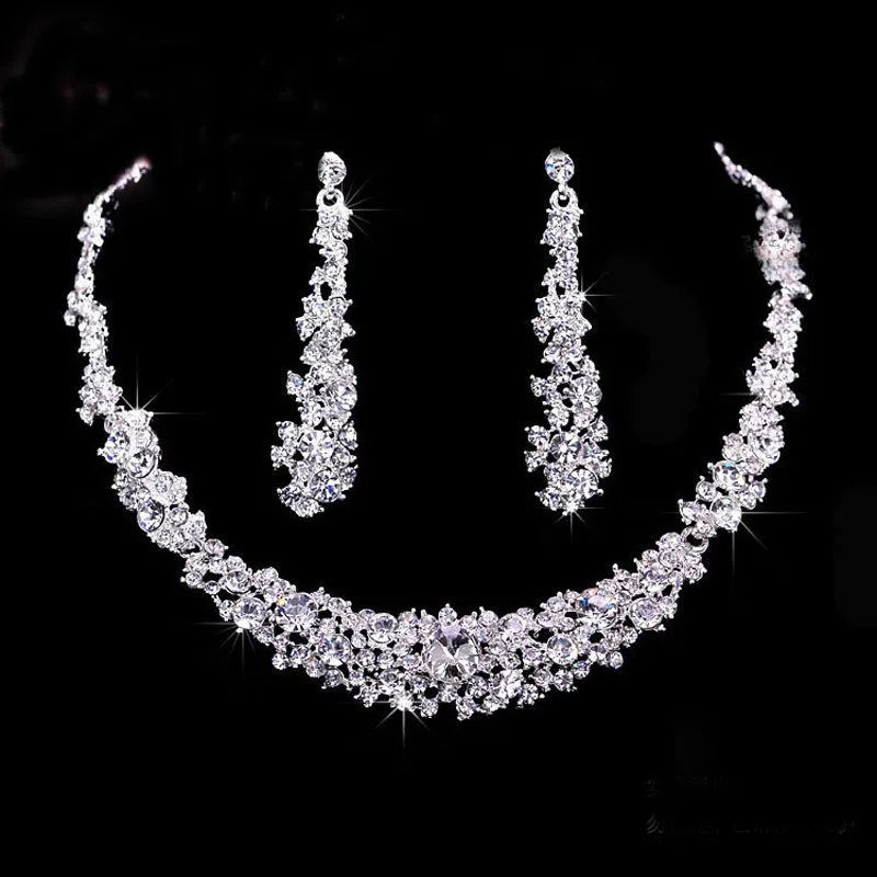 Hot Sale Crystal Bridal Jewelry Sets Silver Fashion Wedding Jewelry Tiara Necklace Earrings for Brides Bridesmaids collier femme
Hot Sale Crystal Bridal Jewelry Sets Silver Fashion Wedding Jewelry Tiara Necklace Earrings for Brides Bridesmaids collier femme