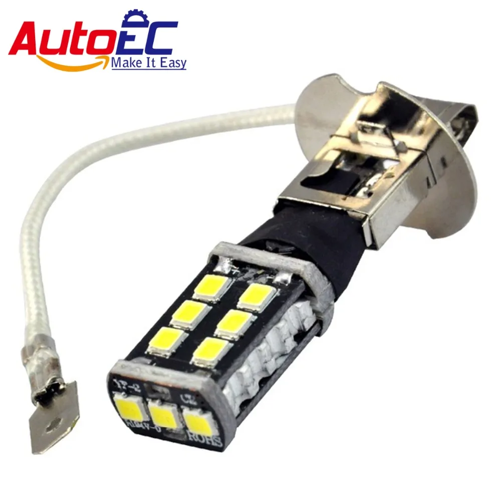 

AutoEC 2pcs H3 15SMD 2835 LED 64146BC Car Vehicle Auto DRL Fog Running Front Head Lights Lamp Bulb DC12V White #LJ57