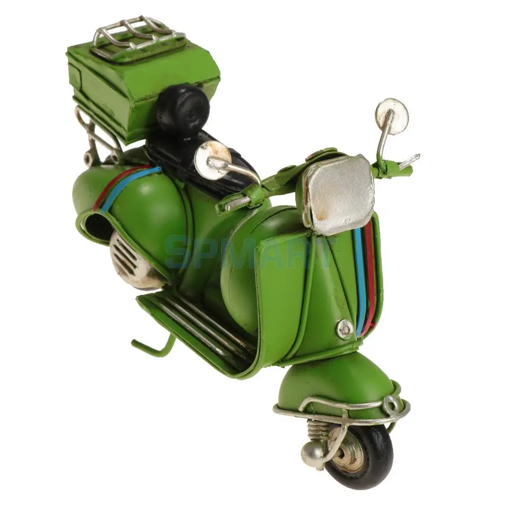 Vintage Motorcycle Model Handmade Mini Car Bar Decor Kids Gift Toy -Green