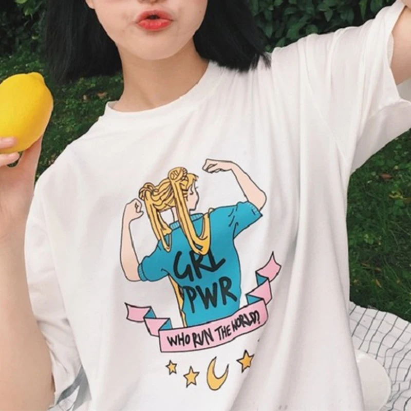 New Summer Sailor Moon Kawaii Cute Cartoon Print Short Sleeve T-Shirt Loose Fashion Women's T-Shirt Tops
New Summer Sailor Moon Kawaii Cute Cartoon Print Short Sleeve T-Shirt Loose Fashion Women's T-Shirt Tops
