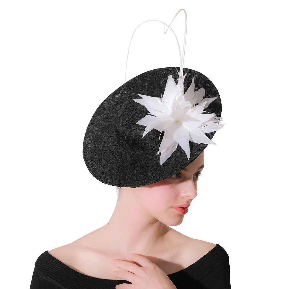 Black Kentucky Derby Fascinator Hat For Women White feather Flower Sinamay Hats Wedding Party Cocktail Headwear Female Headbands
Black Kentucky Derby Fascinator Hat For Women White feather Flower Sinamay Hats Wedding Party Cocktail Headwear Female Headbands