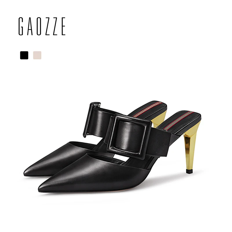 GAOZZE Pointed Toe Genuine Leather Woman Shoes Pumps Sexy Stiletto Mules High Heels Slingback Buckle Strap Women Shoes Slippers 
GAOZZE Pointed Toe Genuine Leather Woman Shoes Pumps Sexy Stiletto Mules High Heels Slingback Buckle Strap Women Shoes Slippers