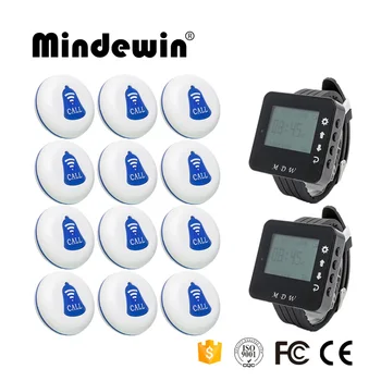 Mindewin Wireless Calling System for Restaurant Waiter Pager 12PCS Table Call Buttons M-K-1 and 2PCS Wrist Watch Pager M-W-1 
Mindewin Wireless Calling System for Restaurant Waiter Pager 12PCS Table Call Buttons M-K-1 and 2PCS Wrist Watch Pager M-W-1