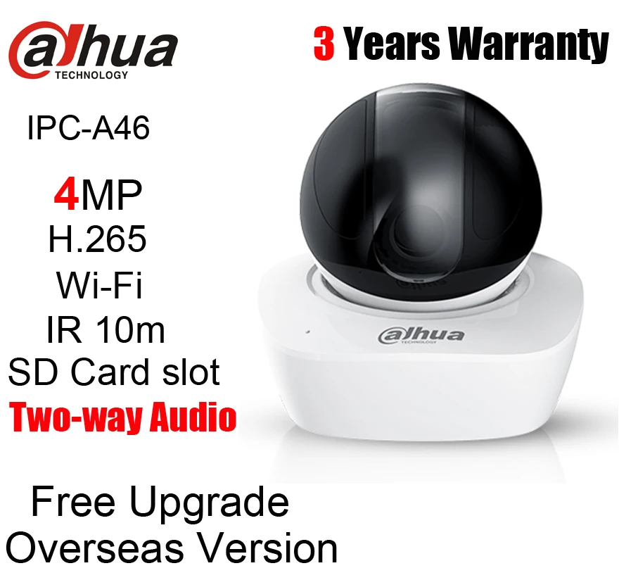 Dahua IPC-A46 2K H.265 H.264 4MP Wi-Fi PT Camera Two-way audio IR 10m Easy4ip Smart Tracking Mini wireless Indoor IP Camera logo
Dahua IPC-A46 2K H.265 H.264 4MP Wi-Fi PT Camera Two-way audio IR 10m Easy4ip Smart Tracking Mini wireless Indoor IP Camera logo