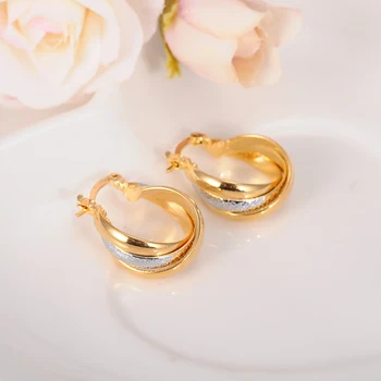 Unique Mix two-tone White Yellow Optional circle Earrings Solid Gold GF Copper Fashion Jewelry Wholesale Twisted Round Earrings 
Unique Mix two-tone White Yellow Optional circle Earrings Solid Gold GF Copper Fashion Jewelry Wholesale Twisted Round Earrings