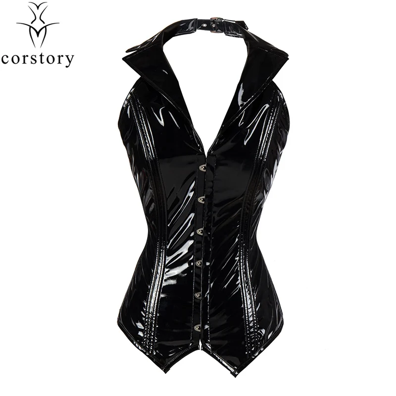 Corstory Sexy Gothic Black PVC Stand Collar Neck Steel Boned Overbust Long Corset Shaper Body Bustier Tops Steampunk Costume 3XL
Corstory Sexy Gothic Black PVC Stand Collar Neck Steel Boned Overbust Long Corset Shaper Body Bustier Tops Steampunk Costume 3XL