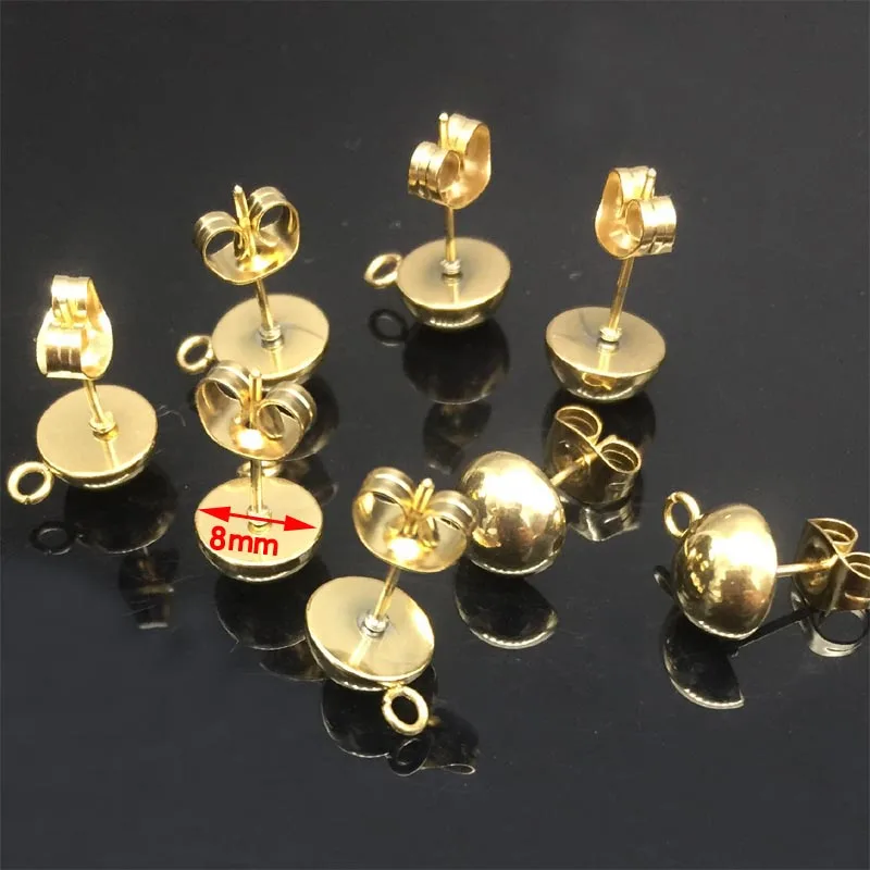 50pcs/Lot 8mm Gold/Silver Solid Half-ball Earring Post Findings with Loop for Dangles and Drops Earring Making
50pcs/Lot 8mm Gold/Silver Solid Half-ball Earring Post Findings with Loop for Dangles and Drops Earring Making