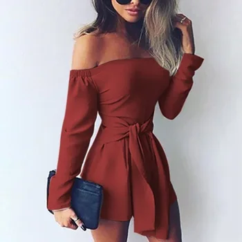 Summer New Pattern Woman Sexy Slash Neck Solid Color Long Sleeve Playsuits 
Summer New Pattern Woman Sexy Slash Neck Solid Color Long Sleeve Playsuits