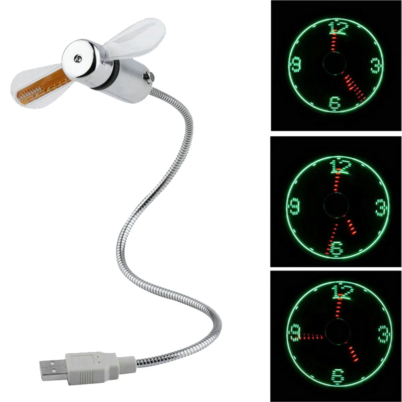 LUCOG-Mini-Flexible-USB-Fan-with-LED-Flashing-light-Gooseneck-Cool-Time-Clock-Display-USB-Gadget
