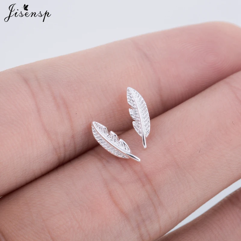 

Jisensp Fashion Kpop Feather Earrings for Women Small Leaf Stud Earrings Wedding Gift pendientes brincos Punk Earings