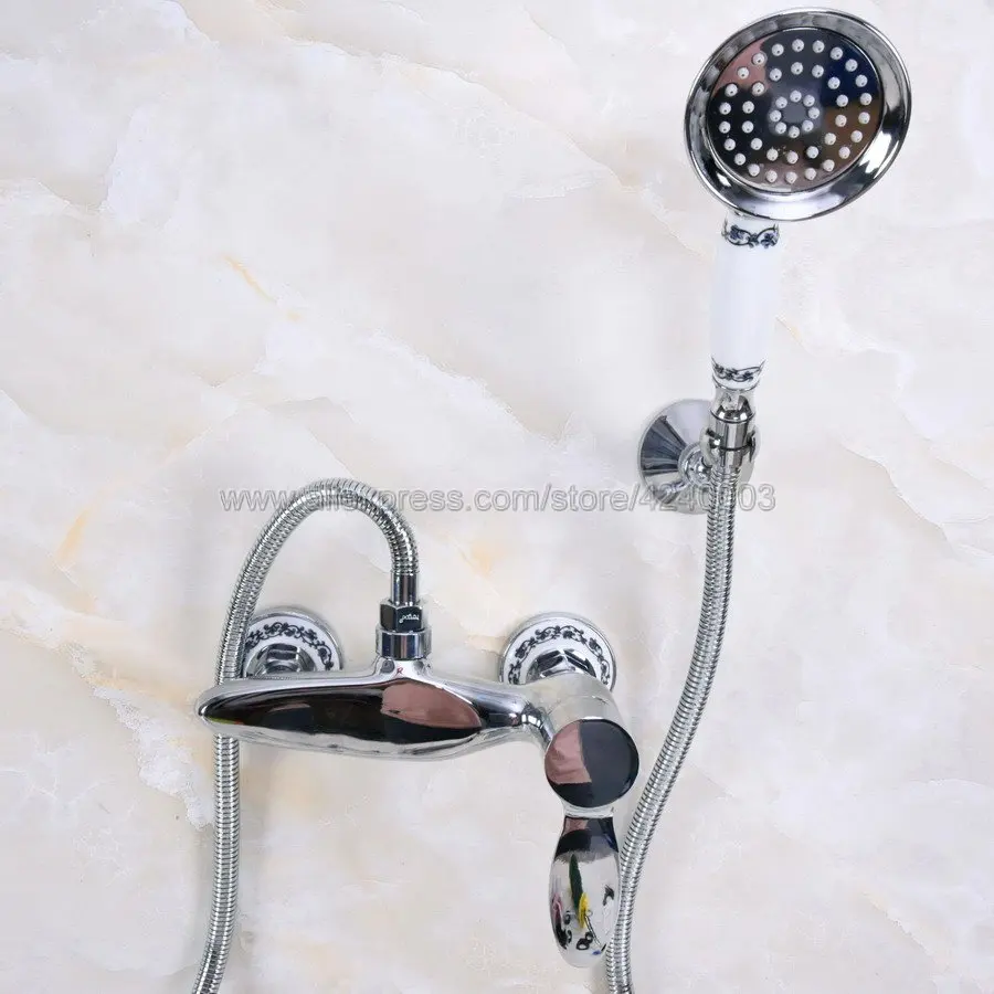 Polished Chrome Wall Mounted Bath & Shower Faucets Bathroom Bath Handheld Shower Tap Kna273
Polished Chrome Wall Mounted Bath & Shower Faucets Bathroom Bath Handheld Shower Tap Kna273