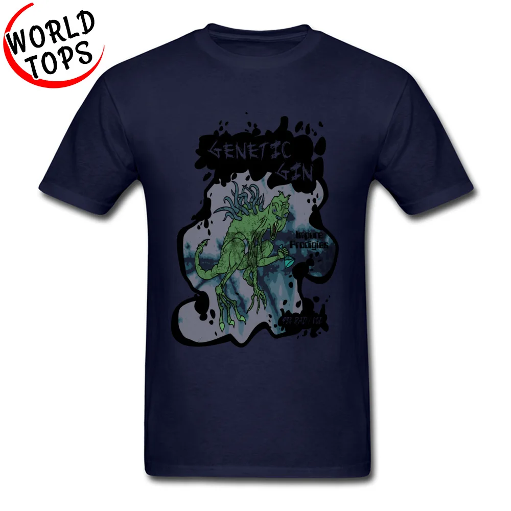 Genetic Gin Hip Hop Design Tops Shirts Round Collar NEW YEAR DAY All Cotton Short Sleeve T-shirts for Men Street Tees Genetic Gin navy