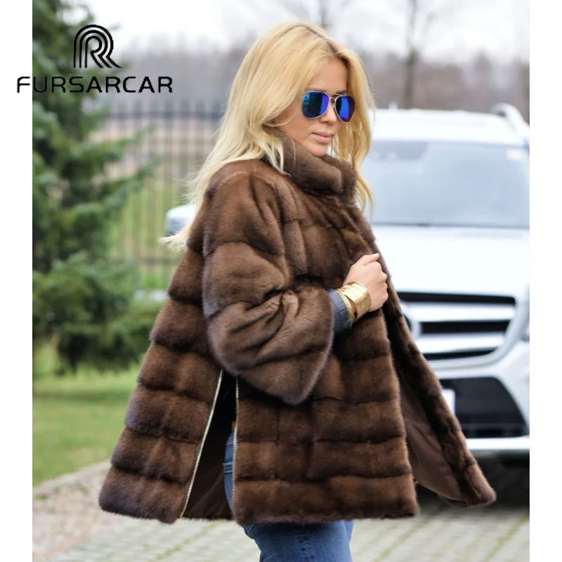 FURSARCAR 2018 Women Real Mink Fur Coats With Stand Collar Side Bifurcation Genuine Mink Fur Female Coat With Detachable Cuff
FURSARCAR 2018 Women Real Mink Fur Coats With Stand Collar Side Bifurcation Genuine Mink Fur Female Coat With Detachable Cuff