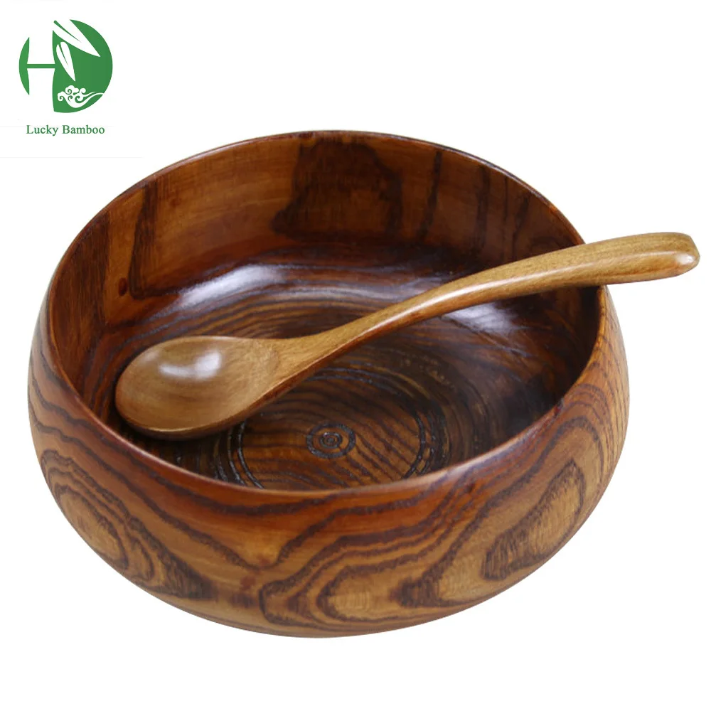 Image Large soup bowl wood tigela handmade healthy food containers dinner dishes vintage salad rice Japanese style tableware  noodles