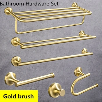 Gold Bathroom Accessories Set Towel Ring Glass Shef Paper Tissue Holder Toothbrush Cup Brushed 304 Stainless Steel
Gold Bathroom Accessories Set Towel Ring Glass Shef Paper Tissue Holder Toothbrush Cup Brushed 304 Stainless Steel