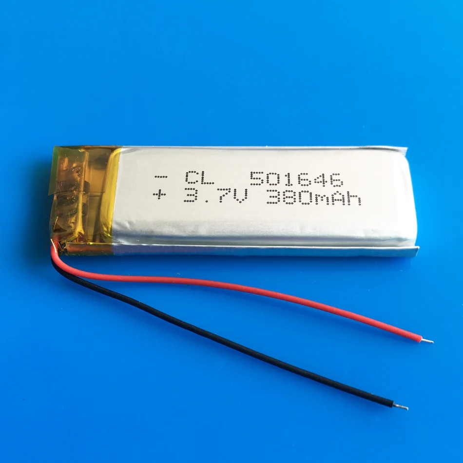 3.7V 380mAh 501646 Lithium Polymer LiPo Rechargeable Battery ion cells For Mp3 Mp4 Mp5 DIY PAD DVD E-book bluetooth headset
3.7V 380mAh 501646 Lithium Polymer LiPo Rechargeable Battery ion cells For Mp3 Mp4 Mp5 DIY PAD DVD E-book bluetooth headset