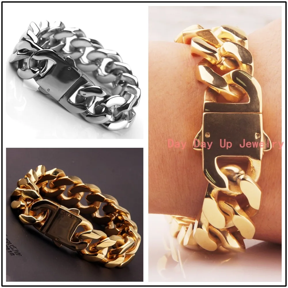 8.46"*20MM 165G Huge Heavy 316L Stainless Steel Silver/Gold Curb Cuban Chain Men's Bracelet Bangle Cool Jewelry High Quality Hot
8.46"*20MM 165G Huge Heavy 316L Stainless Steel Silver/Gold Curb Cuban Chain Men's Bracelet Bangle Cool Jewelry High Quality Hot