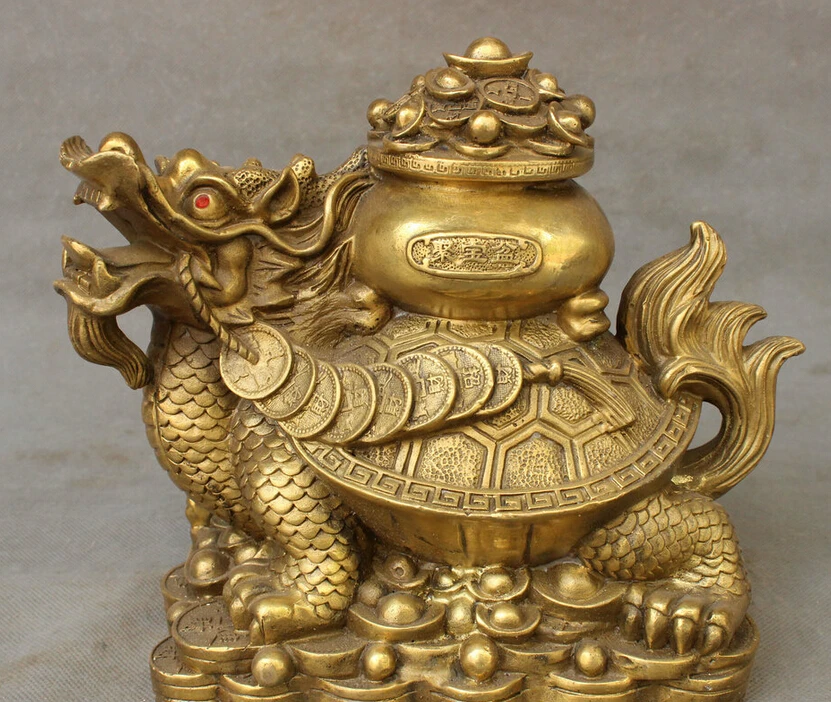 song voge gem S3408 9" Chinese Folk Pure Brass Wealth Treasure Bowl Coin On Dragon Turtle Statue
song voge gem S3408 9" Chinese Folk Pure Brass Wealth Treasure Bowl Coin On Dragon Turtle Statue
