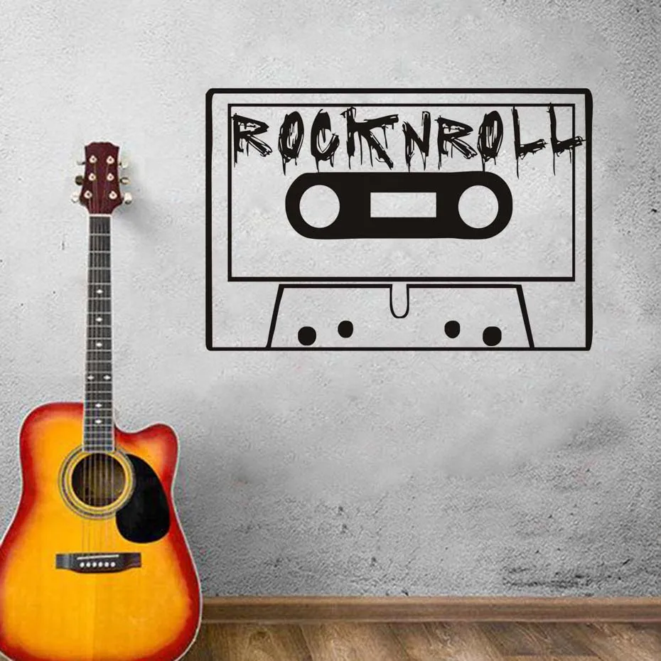 Rocknroll Music Magnetic Cassette Tape Wall Art Murals Vinyl Wall Sticker For Bedroom Home Decor Music Room Removable Wallpaper (2)