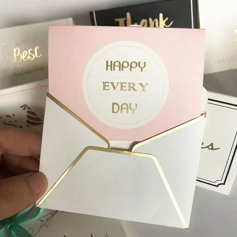 2pc golden greeting card festival blessing message notep paper
