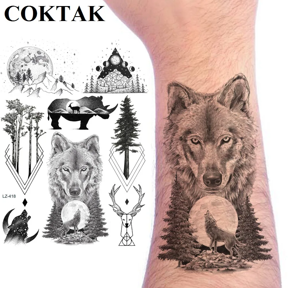 Large Black Wolf Mountain Moon Tree Custom Temporary Tattoos For Men Foream Tattoo Water Transfer Tatoos Body Art Painting Tree
Large Black Wolf Mountain Moon Tree Custom Temporary Tattoos For Men Foream Tattoo Water Transfer Tatoos Body Art Painting Tree
