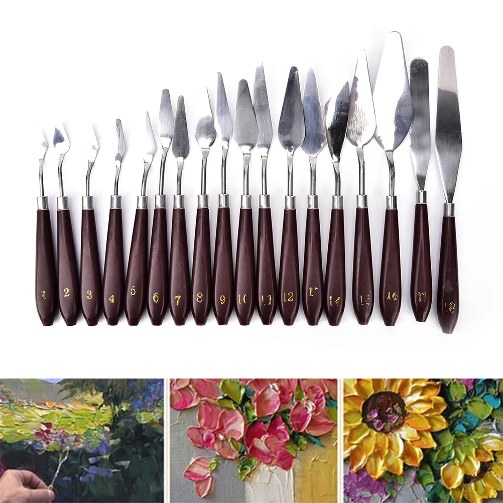 Professional Stainless Steel Painting Palette Knife Oil Paint Spatula 18 Sizes Palette Tool Mixing Scraper Art Tool
Professional Stainless Steel Painting Palette Knife Oil Paint Spatula 18 Sizes Palette Tool Mixing Scraper Art Tool